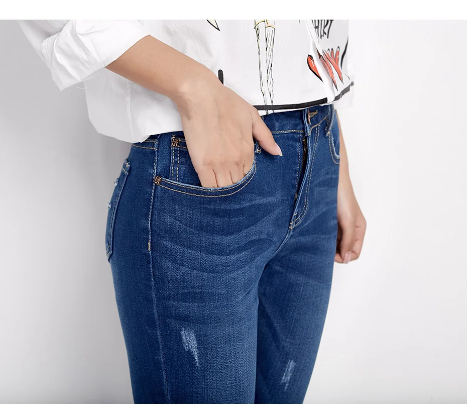 LEIJIJEANS, Осенние, размера плюс, рваные, отбеленные, нестандартный стиль, манжеты, средняя талия, длина по щиколотку, обтягивающие, Стрейчевые джинсы для женщин, 6146