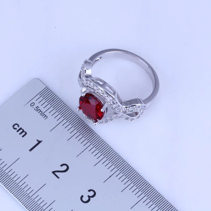 Комплект из колье серёг и кольца с искусственным гранатом фианитом|colorful jewelry
