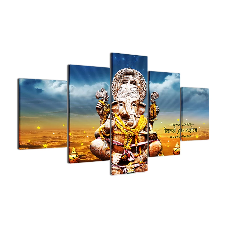 HD печать 5 шт. холст настенное Искусство Слон багажник Бог плакат Индия живопись с