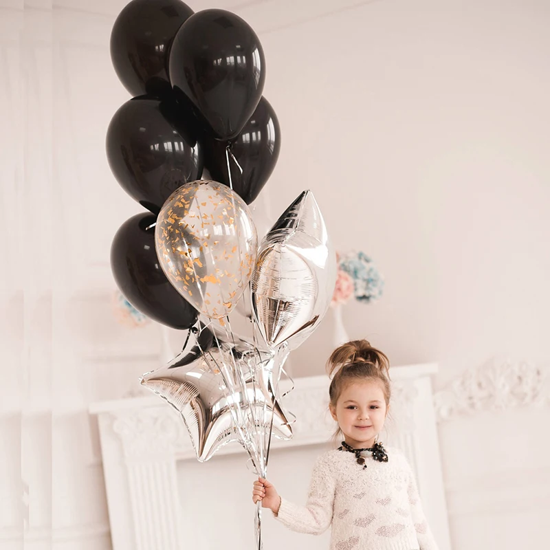 Rose Gold Star Фольга Конфетти Черный шары Свадебные украшения для свадьбы Happy День