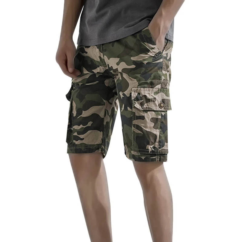 Adisputent Men Camouflage Cargo Shorts Cotton Mulit Pockets Loose Casual Short Pants Summer Beach Board Camo Clothing | Мужская одежда