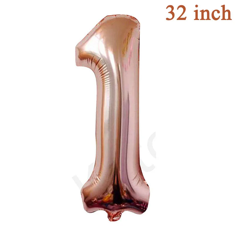 rose gold 1 32 дюйма количество Фольга шар для маленьких мальчиков и девочек с днем рождения мой первый 1st вечерние украшения для детей и взрослых Единорог поставки 2nd на возраст 3, 4, 5, 6, 7 - Цвет: rose gold 1