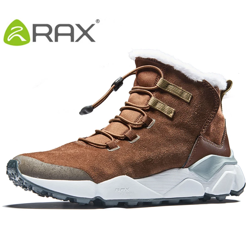 RAX уличные походные ботинки для мужчин, дышащие зимние ботинки, мужская кожаная прогулочная обувь, походная обувь, флисовые зимние ботинки