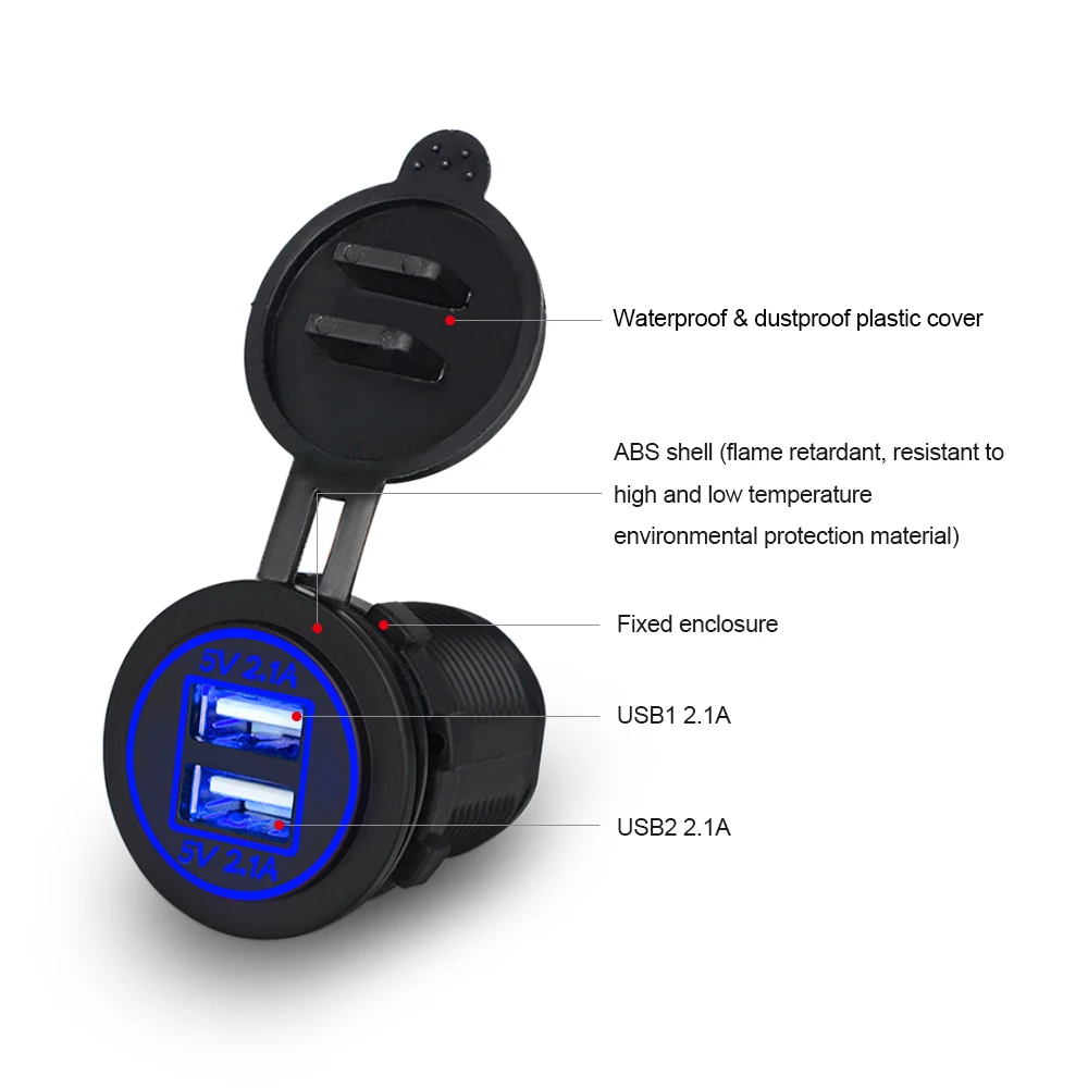 Двойная розетка с 2 USB портами 1 А зарядное устройство адаптер питания для