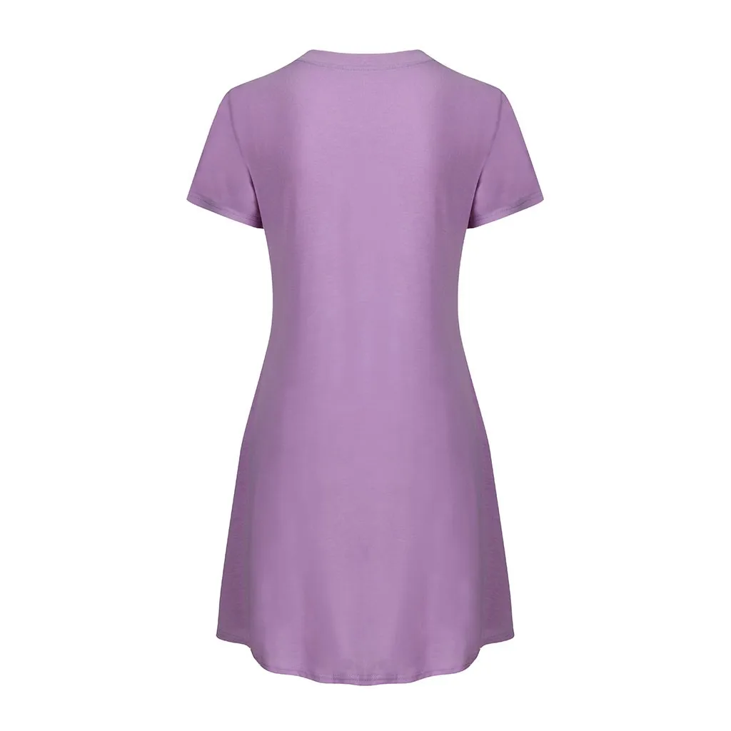 Женские летние платья размера плюс Повседневные Удобные ночные рубашки с