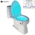 Светодиодный умный ночник для туалета, водонепроницаемый светильник ильник с пассивным датчиком движения, автоматическая лампа с активацией пьедестал для туалета, сиденье на унитаз