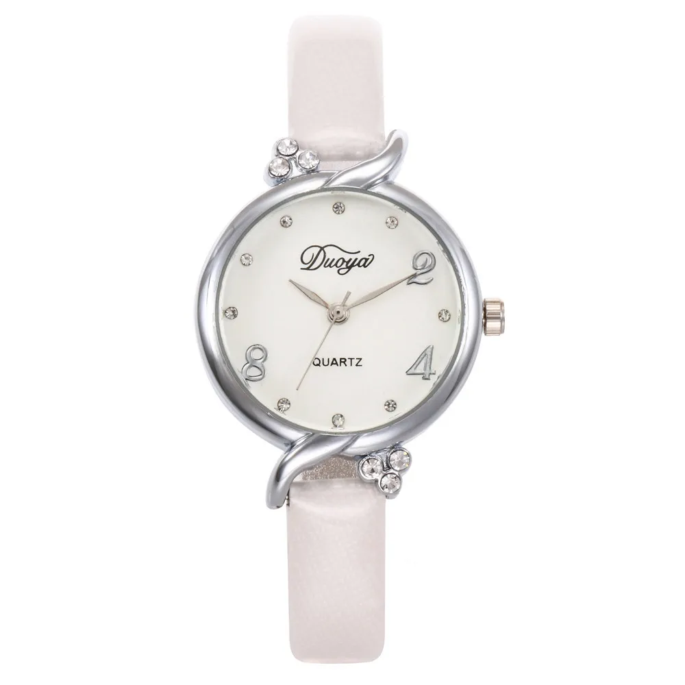 2019 новые кварцевые круглые наручные часы Reloj Mujer женский модный кожаный браслет