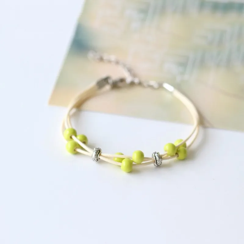 Плетеный браслет ручной работы с керамическими бусинами женские модные