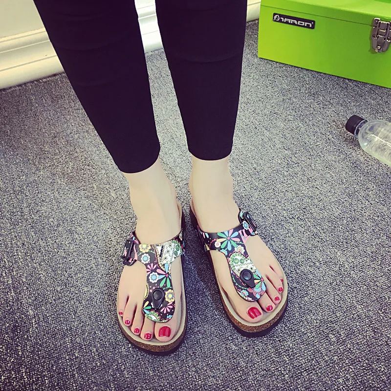 OLOMM/2019 г. Новые летние пляжные пробковые тапочки повседневные сабо с двойной