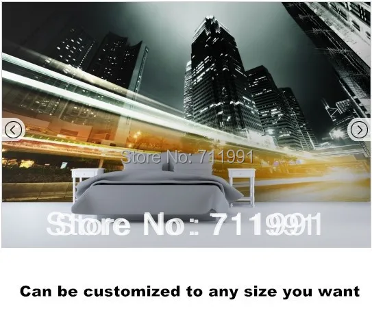 

Free shipping Hong Kong Orange Lights Mural wallpaper