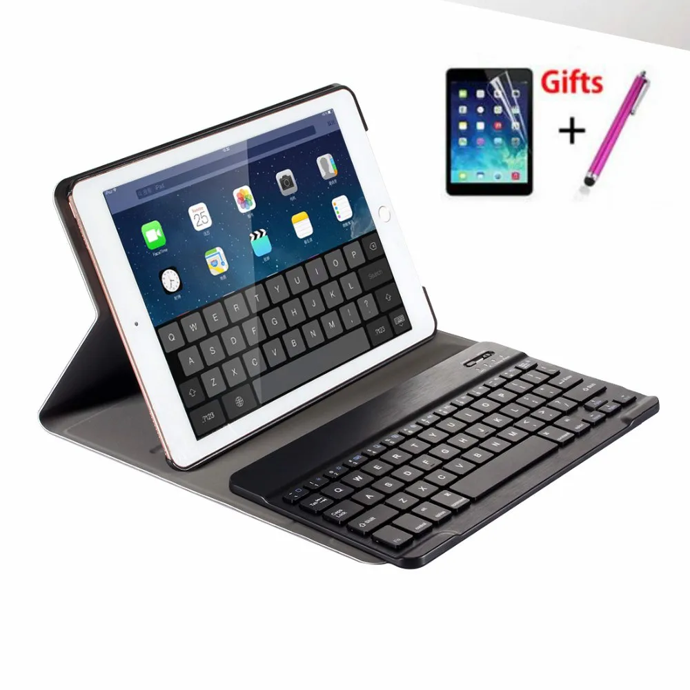 Для iPad 9,7 /5/6/Air 2/Pro 9,7 портфель Folio искусственная кожа Съемная bluetooth-клавиатура чехол+ подарок