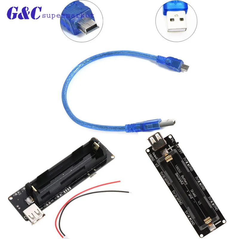 18650 Защита аккумулятора V3 для Raspberry Pi WEMOS ESP32 ESP32S Arduino Micro USB Type A выход Diy