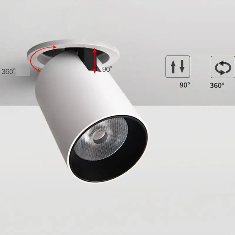 7W 12W телескопические COB светодиодные потолочные лампы вниз свет AC110V к AC240V
