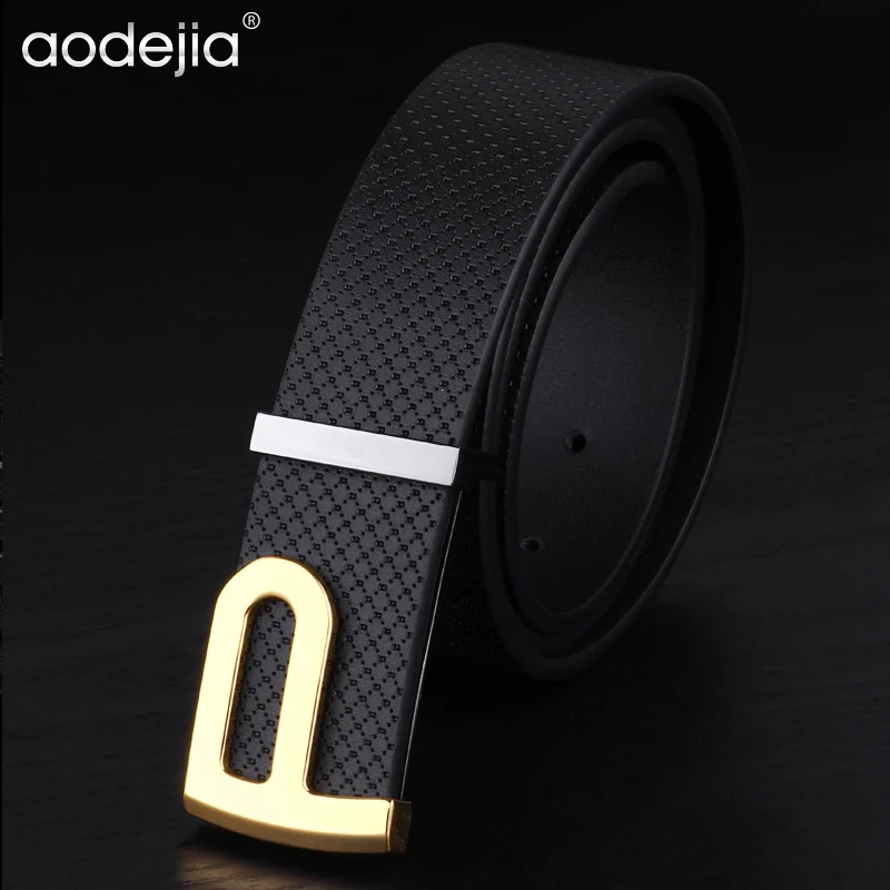 Genuine Leather Belts Men Plate Buckle 