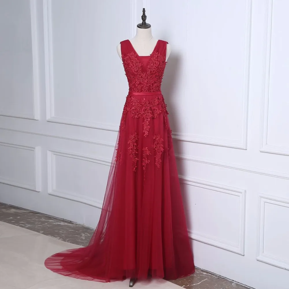 NOBLE WEISS Robe De Soiree красное вино с аппликацией бисером Длинные вечерние платья для