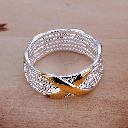 Горячие женские Модные x Посеребренная Золотое обручальное кольцо украшения