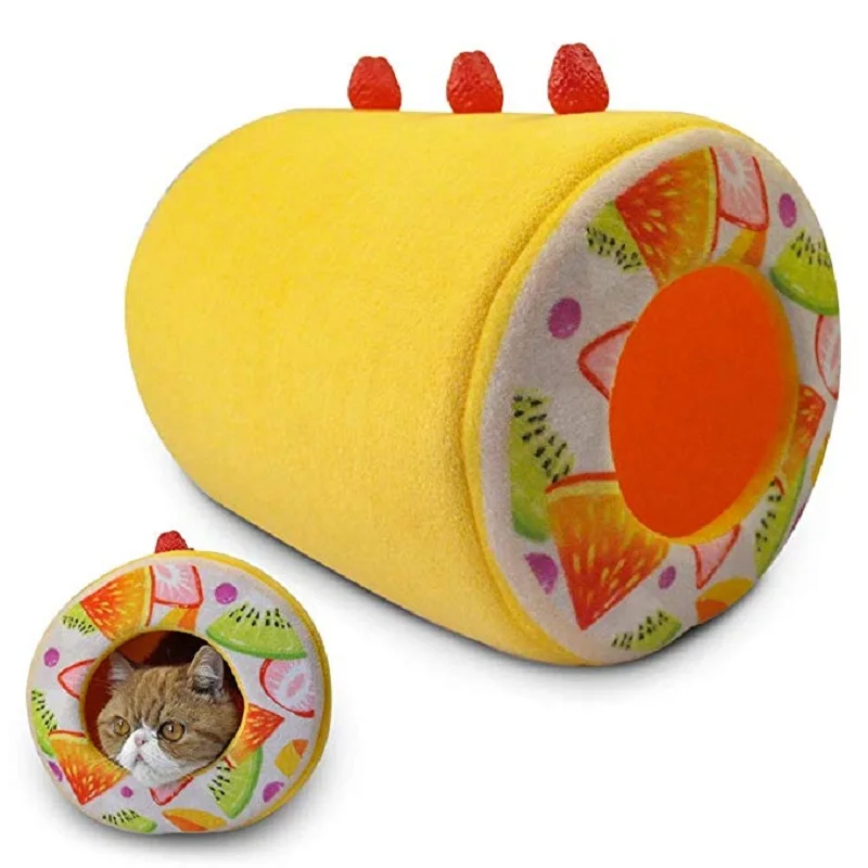 Pet bed plush cake roll cat dog fruit pad winter kennel four seasons general household latest style | Дом и сад
