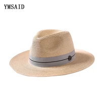 ymsaid summer casual sun hats for men women fashion letter m jazz straw beach shade panama hat wholesale and retail