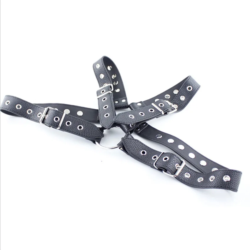 Мужской черный ПВХ кожаный ремень для тела Регулируемый бондаж удерживающий