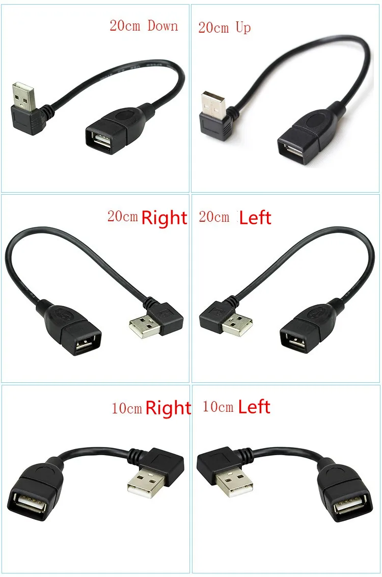 10 см 20 USB 2 0 A Male to Female 90 Угловой Удлинительный адаптер кабель USB2.0 male female