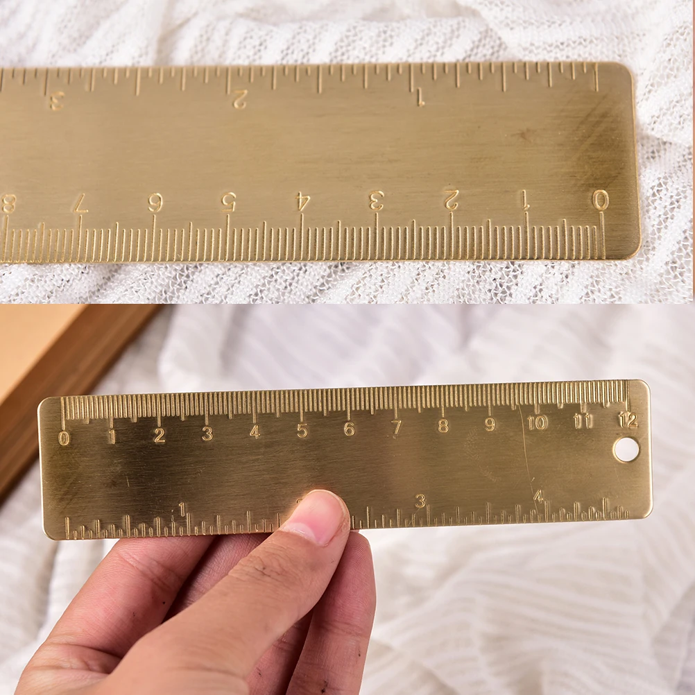 

13cm Mini Outdoor Brass Ruler Bookmark Double Scale Cm&Inch Digital Traveler Notebook For Jewelery Ools