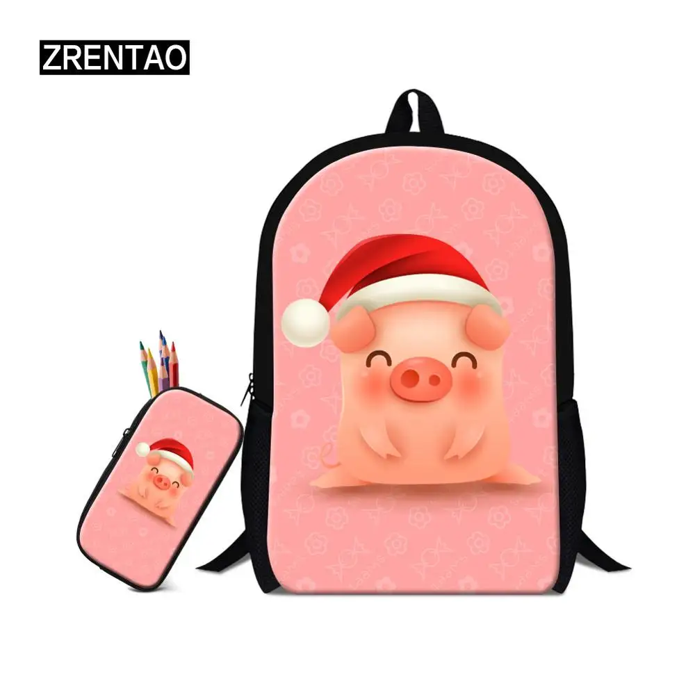 Милый школьный рюкзак с рисунком поросенка розовый красный зеленый для