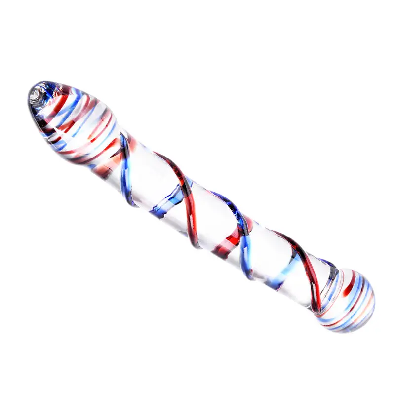 Большой точечный двойной фаллоимитатор Черного Волка стеклянный пирокс