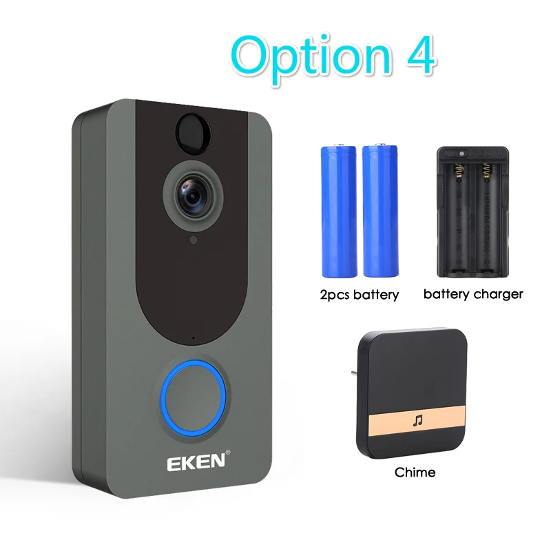 Eken V7 1080P смарт WiFi видео дверной звонок камера визуальный домофон с колокольчиком IP дверной звонок беспроводная домашняя камера безопасности - Цвет: Option 4