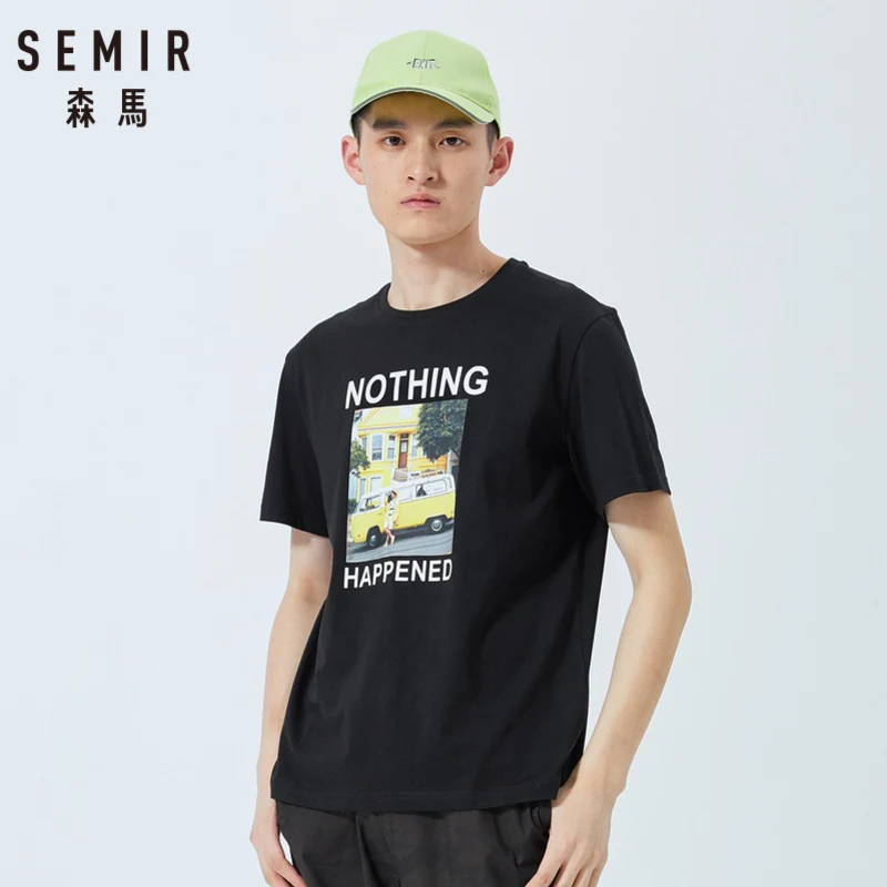 Мужская футболка с коротким рукавом SEMIR Корейская хлопковая Футболка круглым