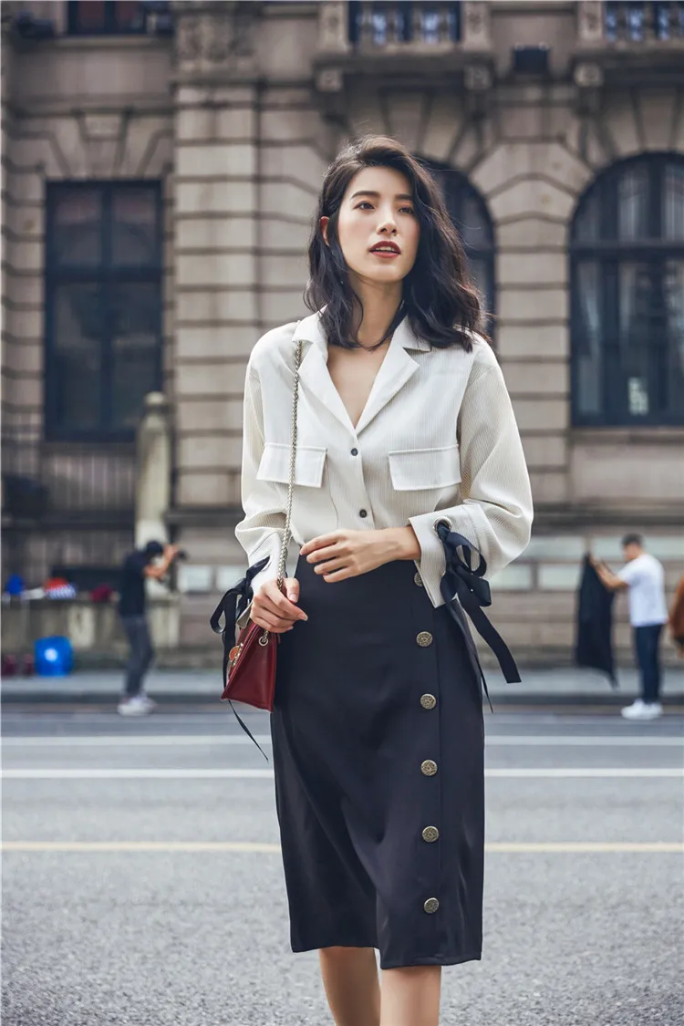 Colorfaith Новый 2018 Для женщин A Line Midi Skirt осень зима Vintag пуговицы Дамская мода юбка