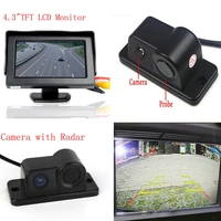 3in1 sound alarm car reversing backup rear view camera with video parking sensor 4 3 inch lcd auto parking monitor
