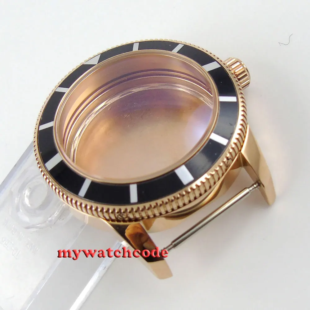 Чехол для часов 46 мм черный сплав позолоченный циферблат подходит ETA 2824 2836