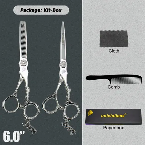 silver tail kit box 5,5/6,0 Профессиональные Парикмахерские ножницы Япония сталь ножницы для стрижки волос ножницы парикмахер салон Инструменты для истончения волос ножницы - Цвет: silver tail kit box