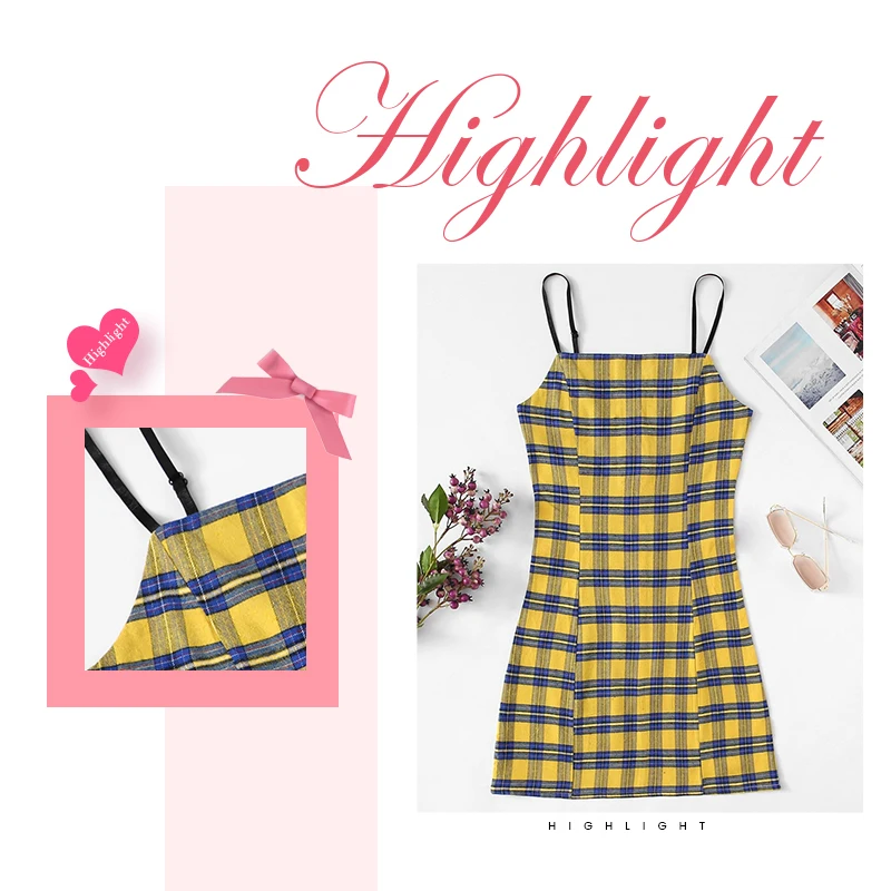 Dotfashion клетчатое узкое летнее платье на бретельках женское повседневное высококачественная одежда без рукавов тонкое мини платье комбинация на бретельках