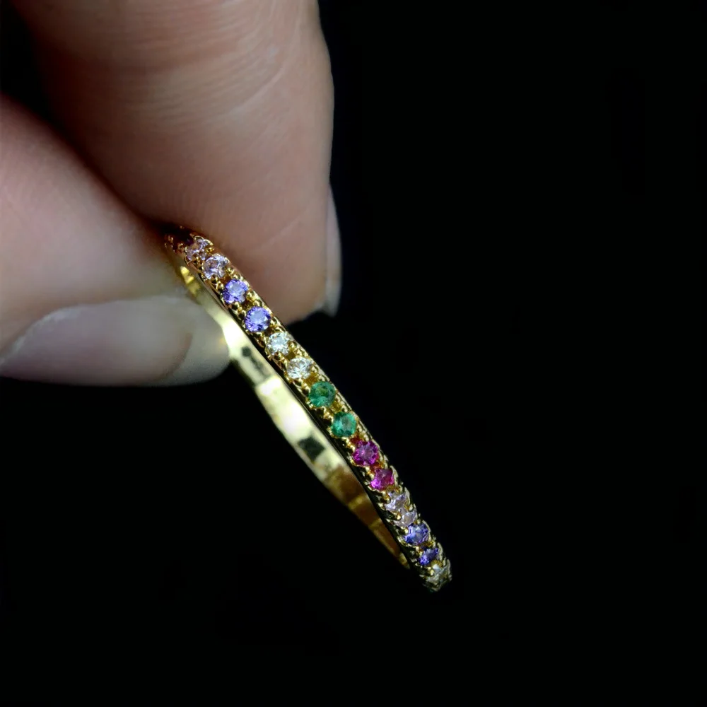 5 шт. женские модные украшения радужные кольца серии с золотым покрытием и