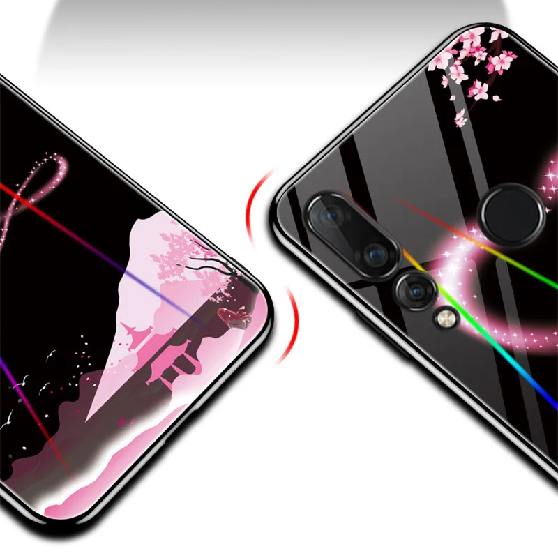 Лазерный светящийся чехол для Huawei Mate 20 Pro Nova 3 3i 4 Honor 8X Max 9i P Smart Plus 9H из закаленного