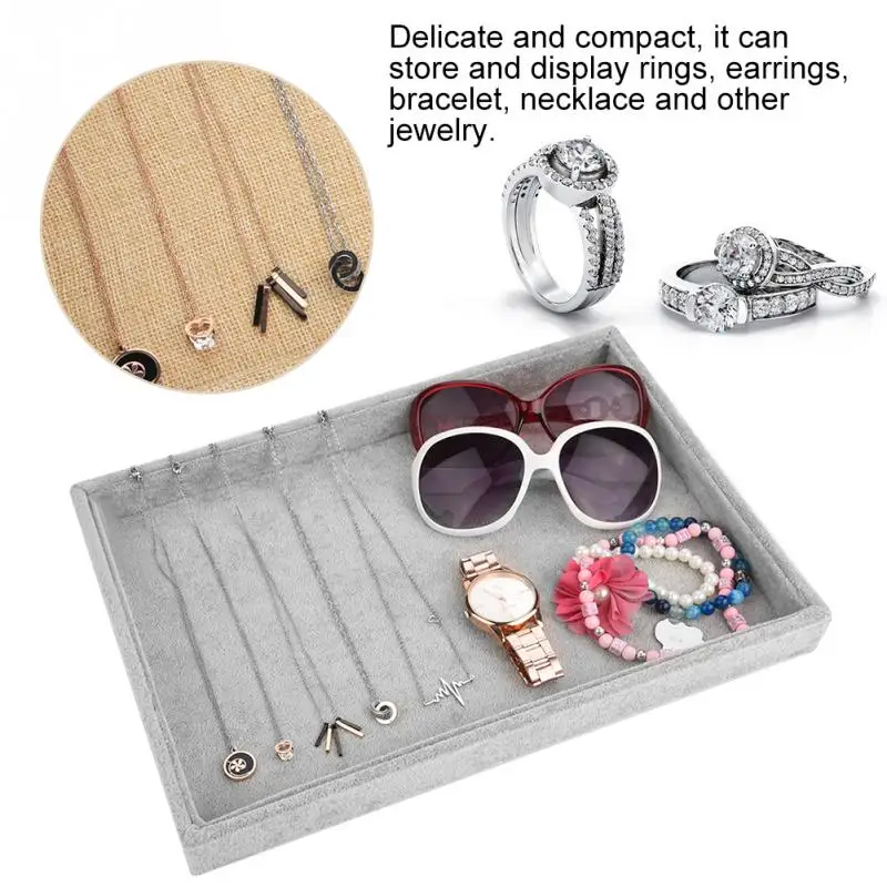 2 типа льняные фланелевые бежевые серые лотки для ювелирных изделий ожерелье
