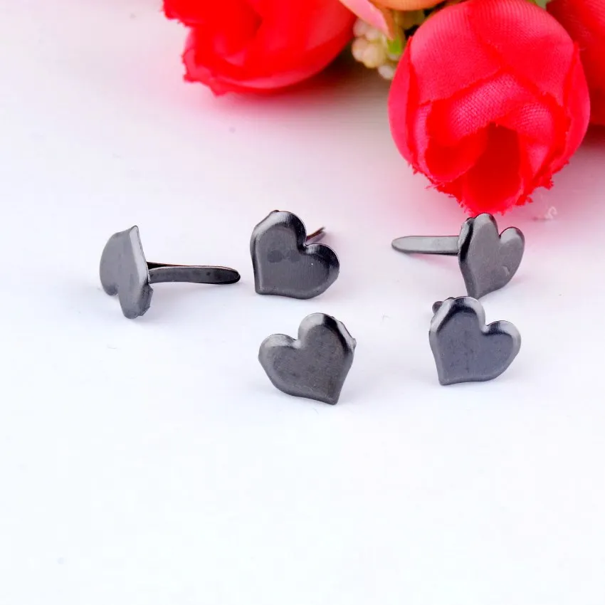 

Free shipping -50PCs Gunmetal Pastel Heart Brads Scrapbooking Embellishment Holiday Decoration & Gift 9x8mm F0734