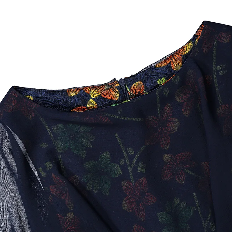 Женское платье карандаш с цветочным принтом шифоновые Лоскутные Платья круглым