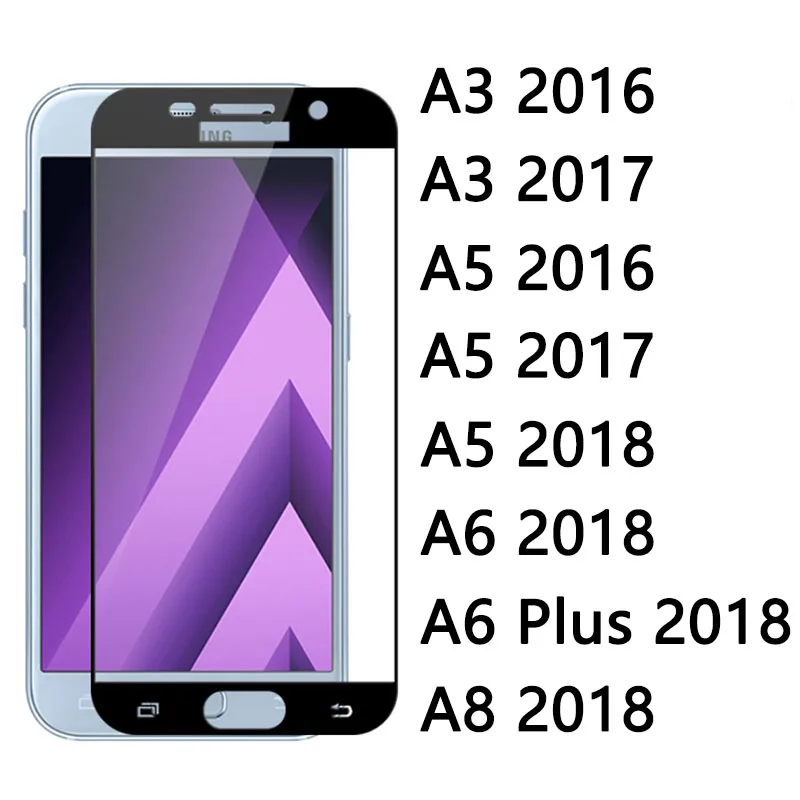 Чехол из закаленного стекла для Samsung A5 A6 A3 Plus A8 2018 2017 2016 Защитное стекло экрана Galaxy