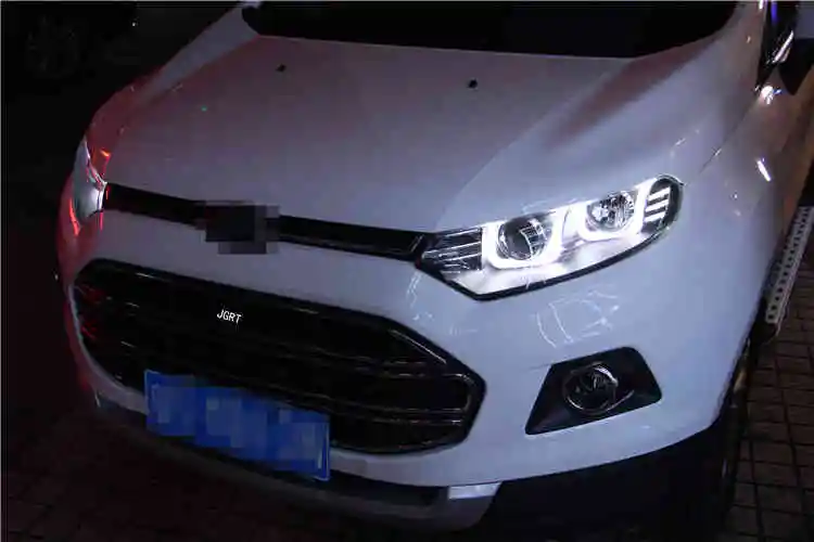 2 шт светодиодный фары для Форд Ecosport 2013 автомобилей Светодиодный свет двойной ксеноновой линзы автомобильные аксессуары Габаритные огни противотуманных фар