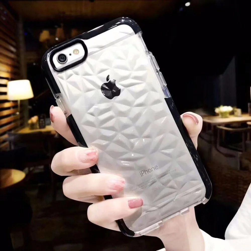 Rhombus Case For iPhone XS MAX XR Glitter X 8 7 Plus 6 6s Powder Silver Soft TPU With Hard PC Edge Phone |