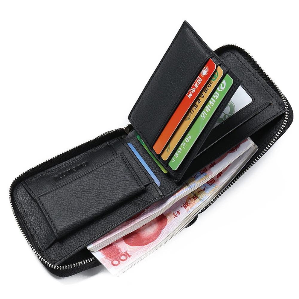 Genuine Leather For Men Wallet Male Zipper Coin Purse Bag Card Holder Money Cuzdan Vallet Walet Small Kashelek Partmone Portmann | Багаж и