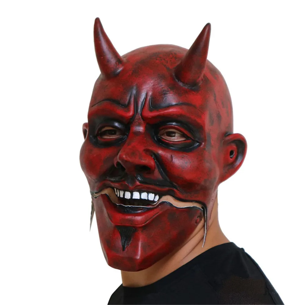 Страшная маска демон дьявол светящийся рог латексные маски украшение для