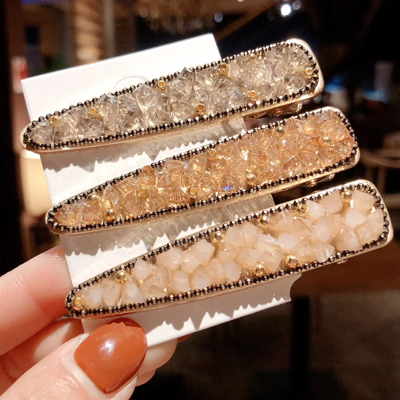 2019 Korea New Trendy Geometric Irregular Crystal Triangle Long Hair Pins For Women Fashion Jewelry Vintage Clips Barrettes |