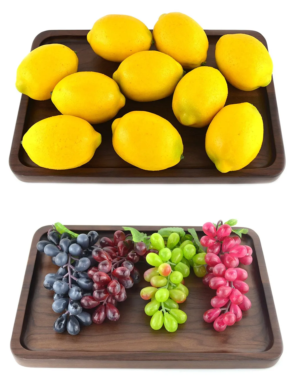 Деревянные прямоугольные сервировочные лотки средний черный орех твердой