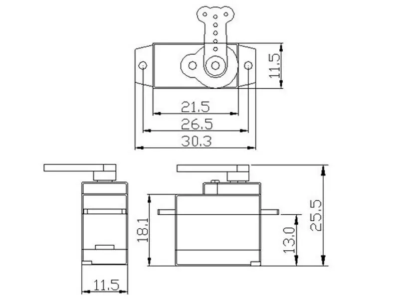 Аналоговый сервопривод K power P0050 пластиковый без сердечника мини/микро для