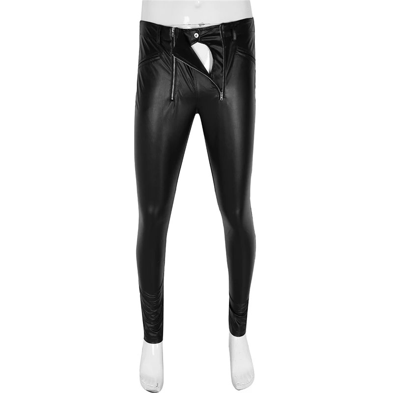 Сексуальное мужское нижнее белье из искусственной кожи с низкой талией на молнии