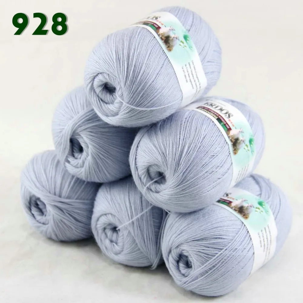 Lot of 6 Skeins Fine Lace Soft Wool Acrylic Cashmere Yarn Knitting Light Silver 928 | Дом и сад