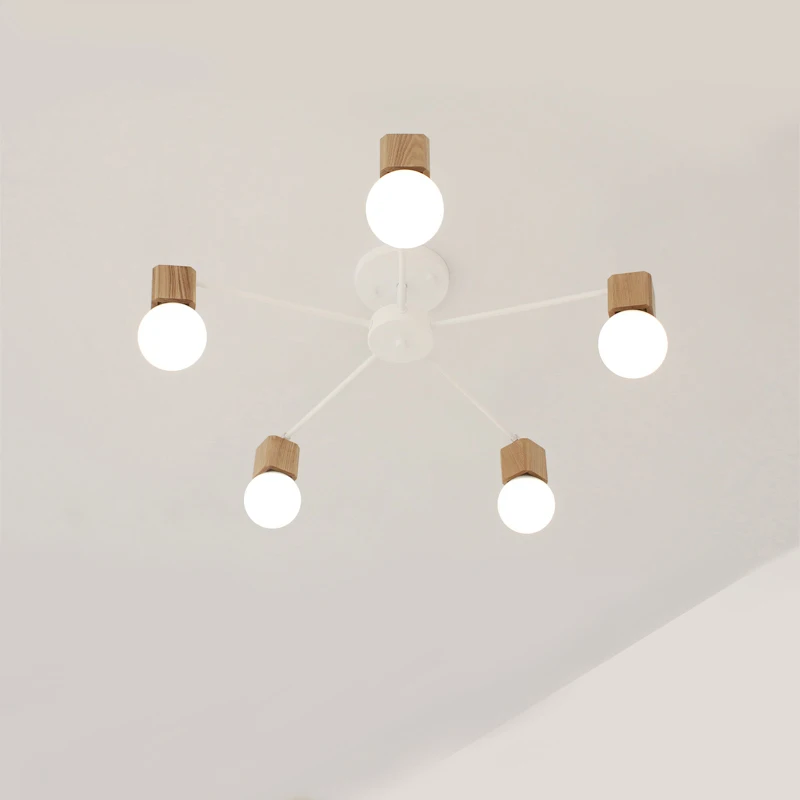 

Wood Nordic Style Artistic Personality Living Room Chandeliers Ceiling Lamp Modern decorative lighting E27 AC110V-220V